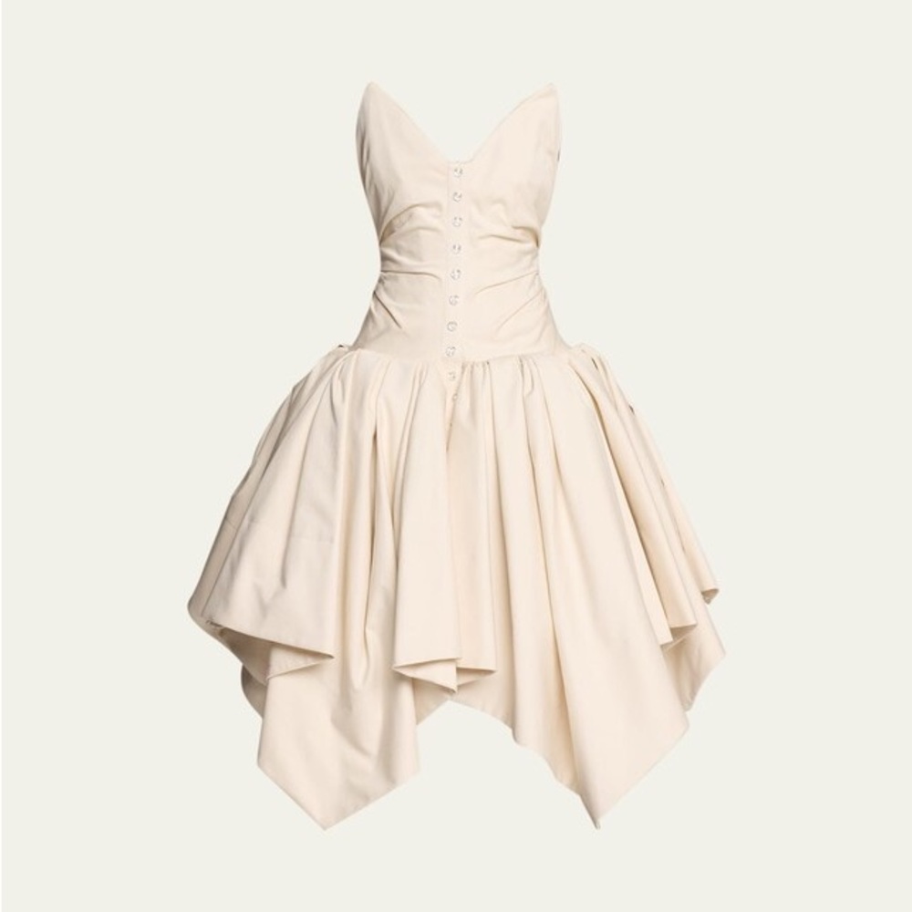 Christopher John Rogers ruched strapless handkerchief corset dress Size 0 NWT - Picture 2 of 11